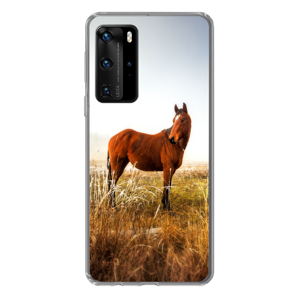 MuchoWow Handyhülle Schutzhülle Hülle für Huawei P40 Pro Pferd - Weide - Australien Silikon Softcase Handy Hülle - Schutz