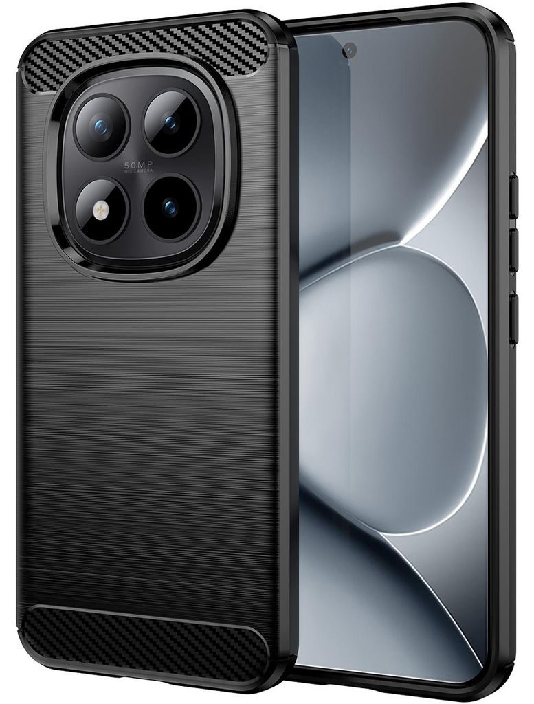Hülle für Xiaomi Poco M8 Pro/Redmi Note 15 Pro+, Carbon-Faser TPU Silikon Stoßfest Schutzhülle Schwarz