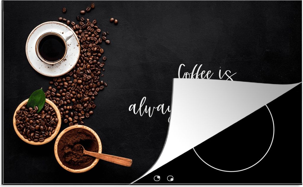 KitchenYeah Herdabdeckplatte Zitate - Sprichwörter - Kaffee ist immer eine gute Idee - Kaffee , 90x52cm, Küche Deko, Glaskeramikkochfeld Herdab...