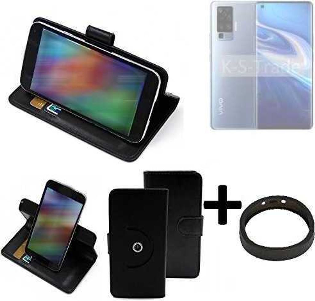 K-S-Trade Case Schutz Hülle kompatibel mit Vivo X51 5G + Bumper Handy Hülle Flipcase Smartphone Cover Handy Schutz Tasche Walletcase schwarz