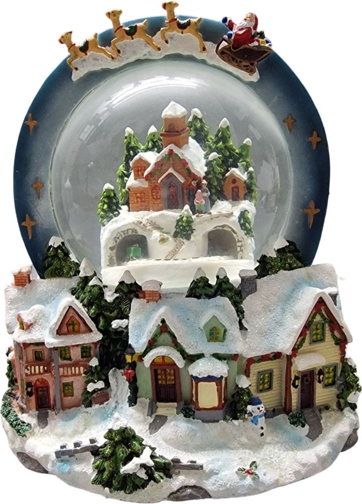 Spieluhr Kugel fliegender Santa spielt 8 verschiedene Weihnachtsmelodien
