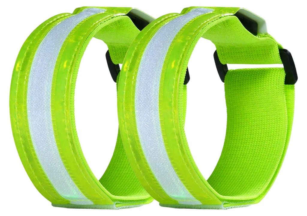 Stück LED-Leuchtarmbänder mit hoher Sichtbarkeit, reflektierend, verstellbar, für Outdoor-Aktivitäten wie Wandern, Laufen und Radfahren bei Nacht.