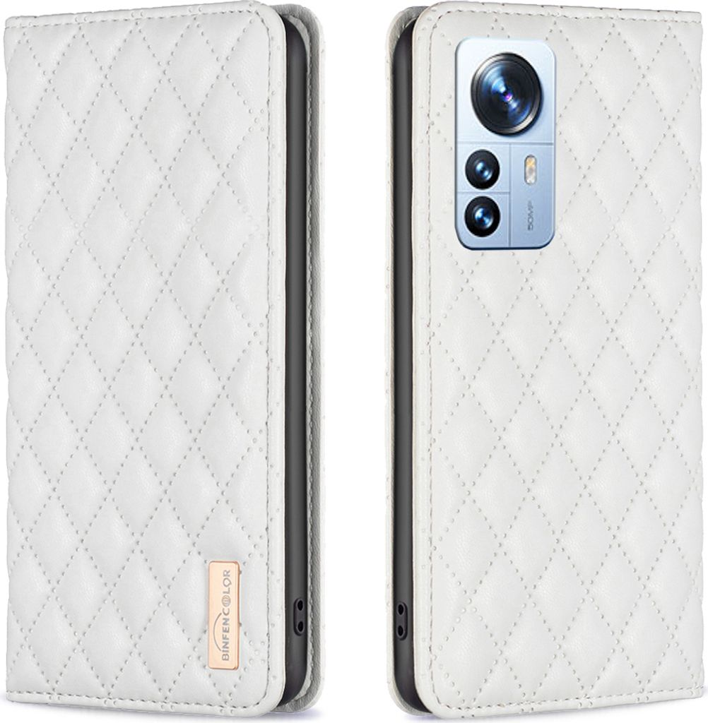 Xiaomi 12 Pro Hülle, Elegant Bookstyle Flip Leder Kartenfächer Schutzhülle mit Ständer für Xiaomi 12 Pro Weiß