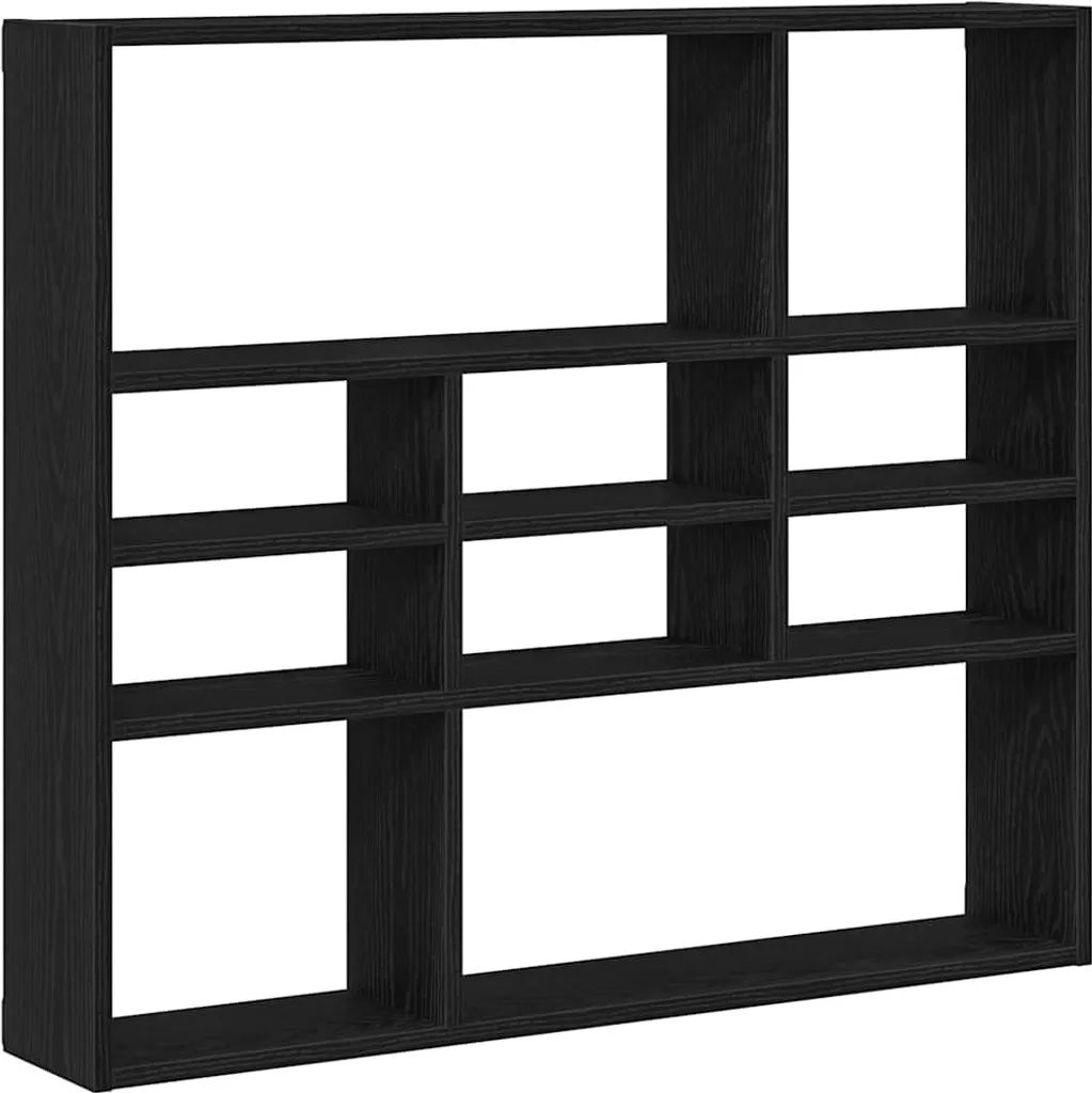 SYFAX™ Scaffale a Parete Rovere Nero 90x16x78 cm Legno Multistrato