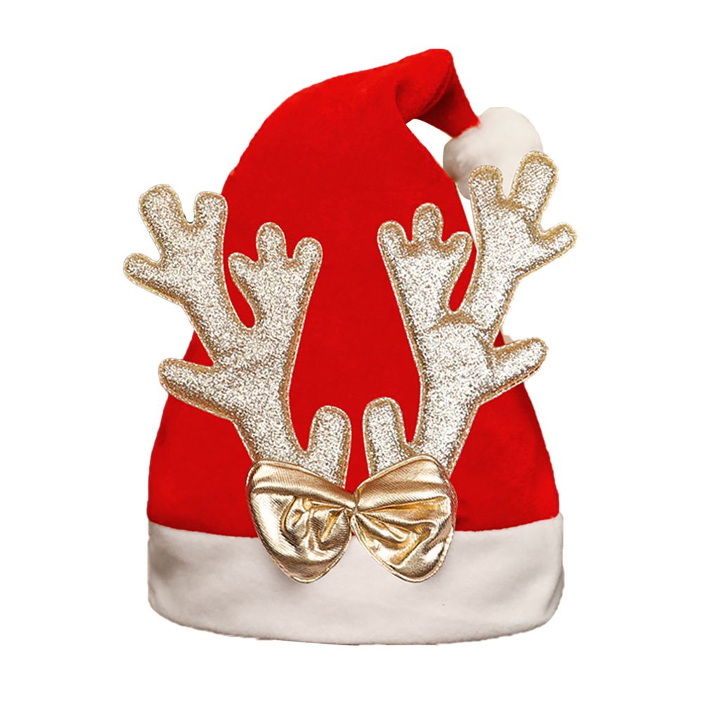 Weihnachtshut Glitzerdekoration Bow Männer Frauen leichte glänzende warme Mützenkappe für Festival-Golden