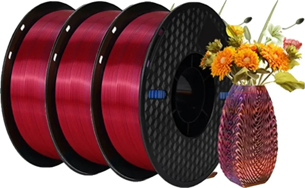 Filamento per stampante 3D, materiale Silk PLA, peso 3 kg, seta tripla RGB