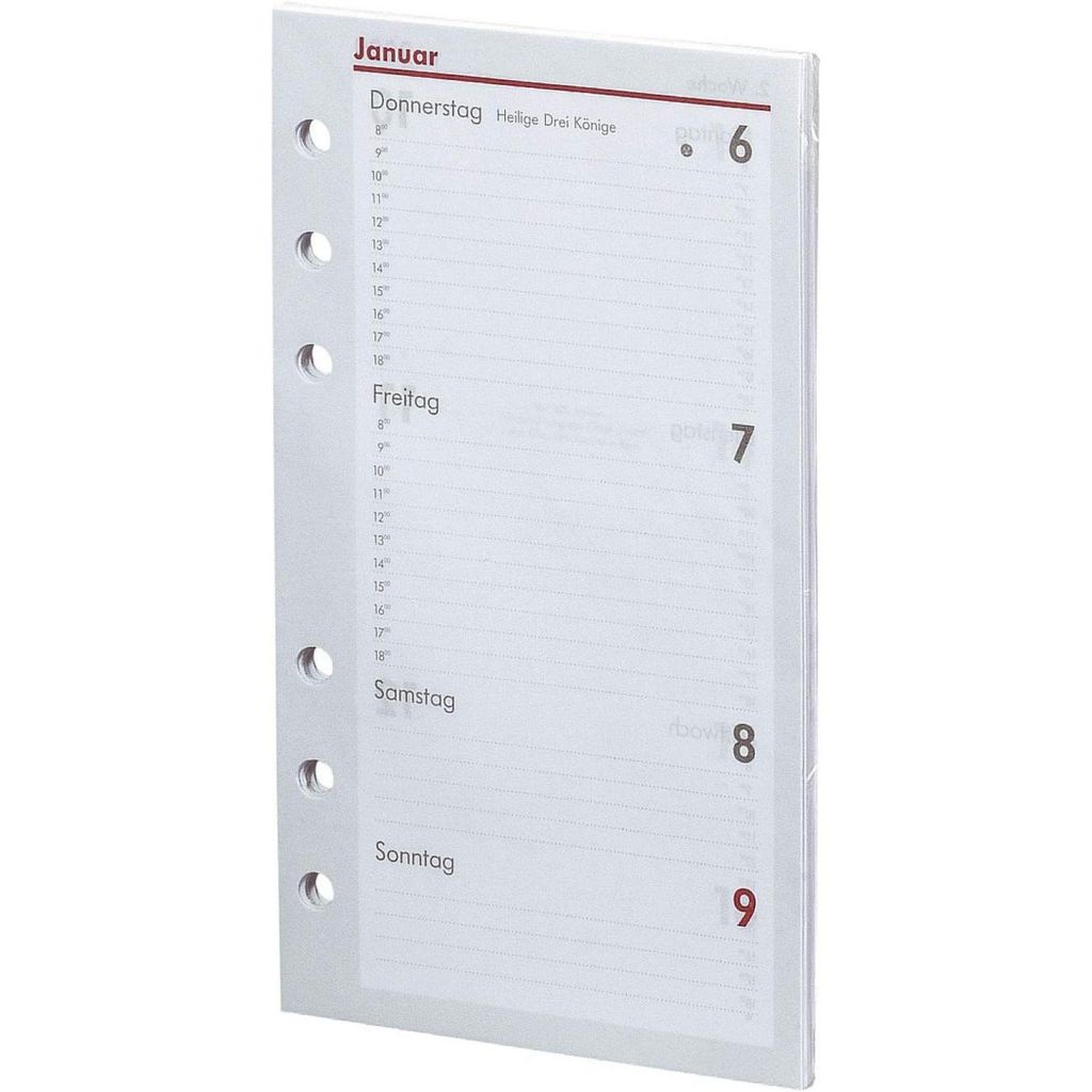 A page from a planner with dates and times listed.