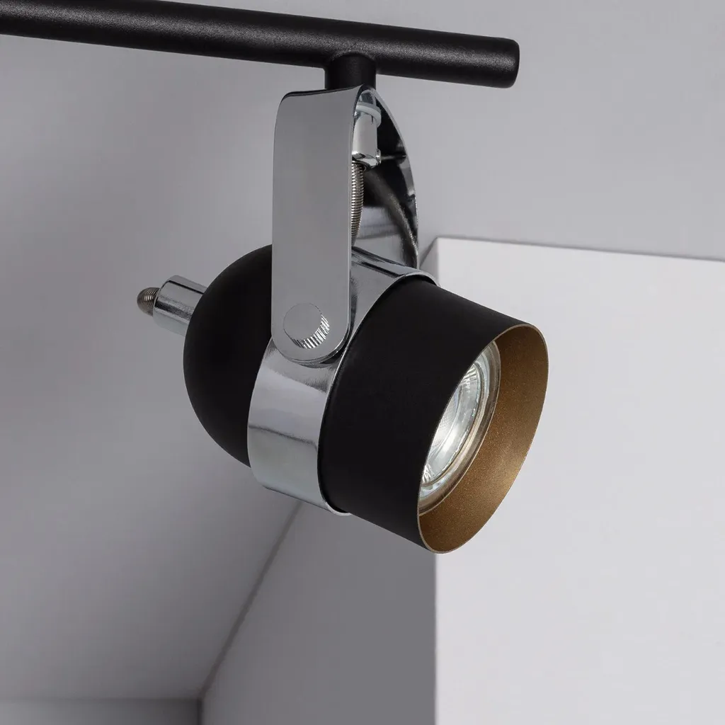 Plafonnier 3 Spots orientables, Noir et Chrome, Solution Eclairage Abruzzo