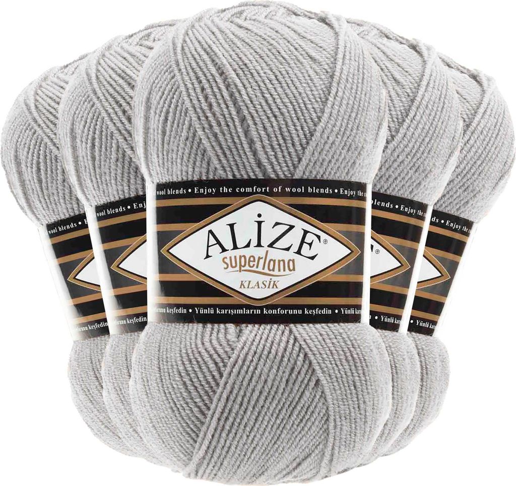 5 x 100g Strickgarn Alize Superlana Klasik 25% Wolle, Farbwahl