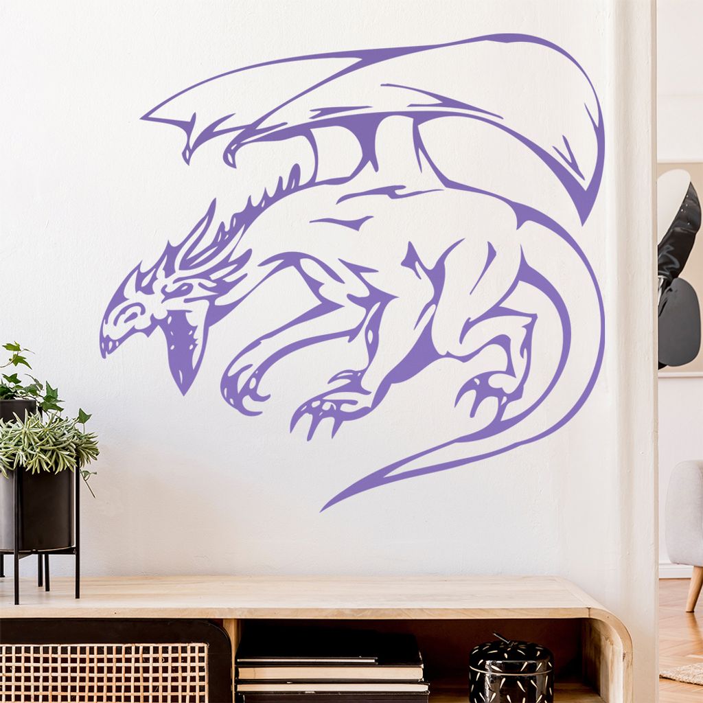 Drachen Angriff Wandtattoo in 6 Größen - Wandaufkleber Wall Sticker - Dekoration, Küche, Wohnzimmer, Schlafzimmer, Badezimmer