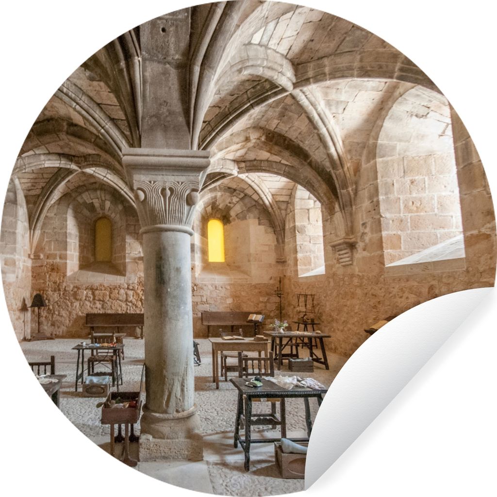 MuchoWow Runde Wandtattoo - Wandsticker Tapete Aufkleber Speisesaal in einem spanischen Kloster Ø 80 cm Selbstklebend und Repositionierbar - Wan...
