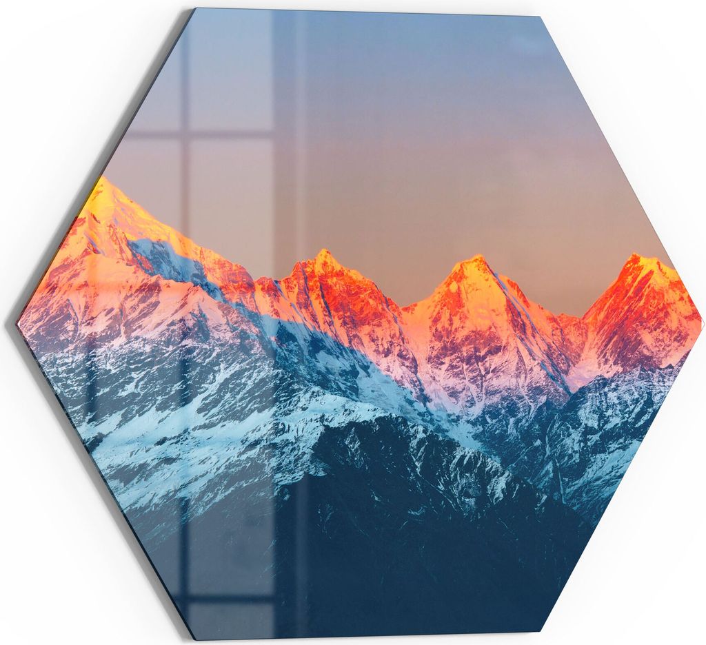 DEQORI Magnettafel Glas 55x48 cm 6-eckig 'Panchchuli in Abendsonne' beschreibbar Whiteboard