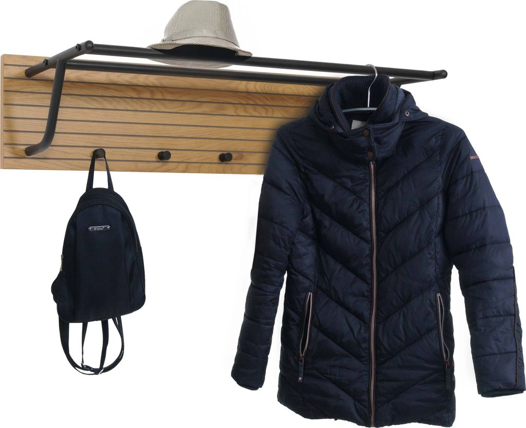Wandgarderobe MCW-N78, 2 Kleiderstangen 4 Haken, Produktbild 