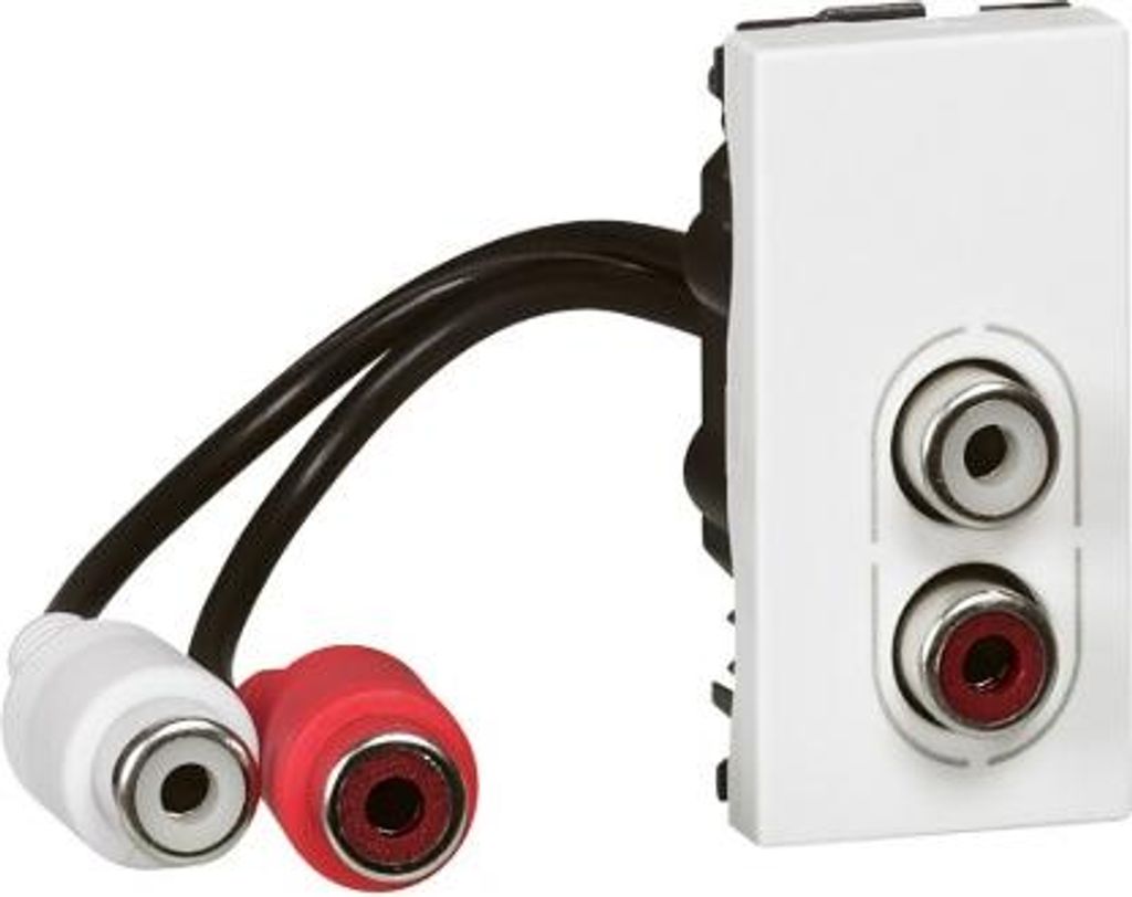 LEGRAND 078747 Mosaic 1-Modul, vorverdrahtet, 2 RCA-Buchsen für Stereo-Audioanschluss, weiß