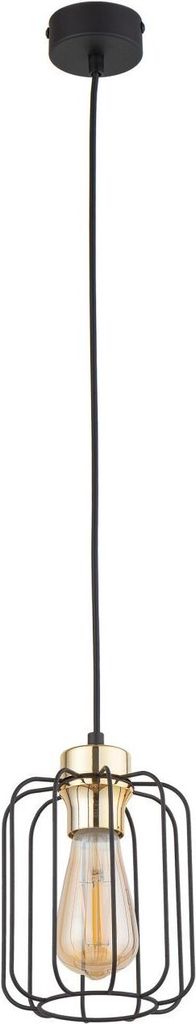 Hängelampe Metall Käfig Schirm Schwarz Gold H: max. 158 cm verstellbar E27 Hängeleuchte Wohnzimmer Esszimmer Pendelleuchte