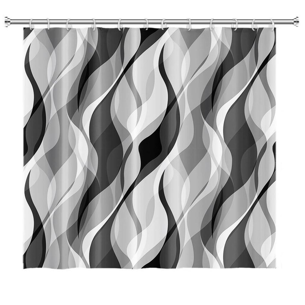 OKWISH Duschvorhänge mit Druckstreifen, Wasserdichtes Badezimmer-Duschvorhang für Badewanne und Dusche, Modernes Design für Badezimmer, Pflegele...