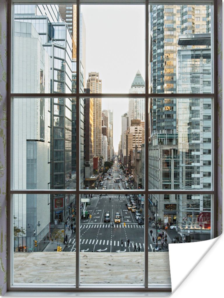MuchoWow Poster New York vom Fenster aus 30x40 cm - Wandplakat - Poster Kinderzimmer