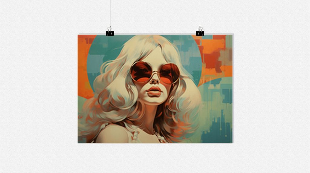 70er Jahre Poster - Hippie Poster - Pop Art Poster - Mädchen Poster - 91x61cm - Perfekt zum Einrahmen