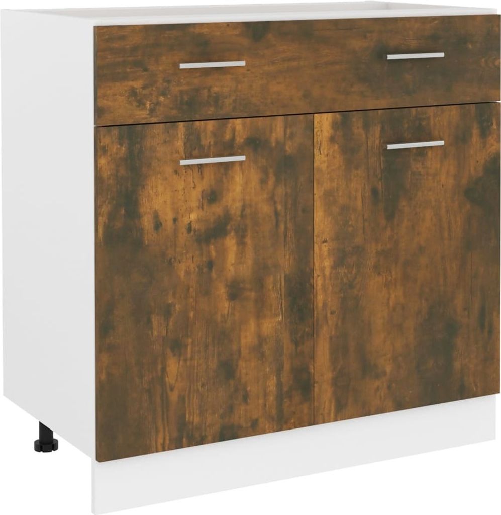 vidaXL Armoire basse avec tiroir Lyon chêne fumé 80x46x81,5 Image du produit 