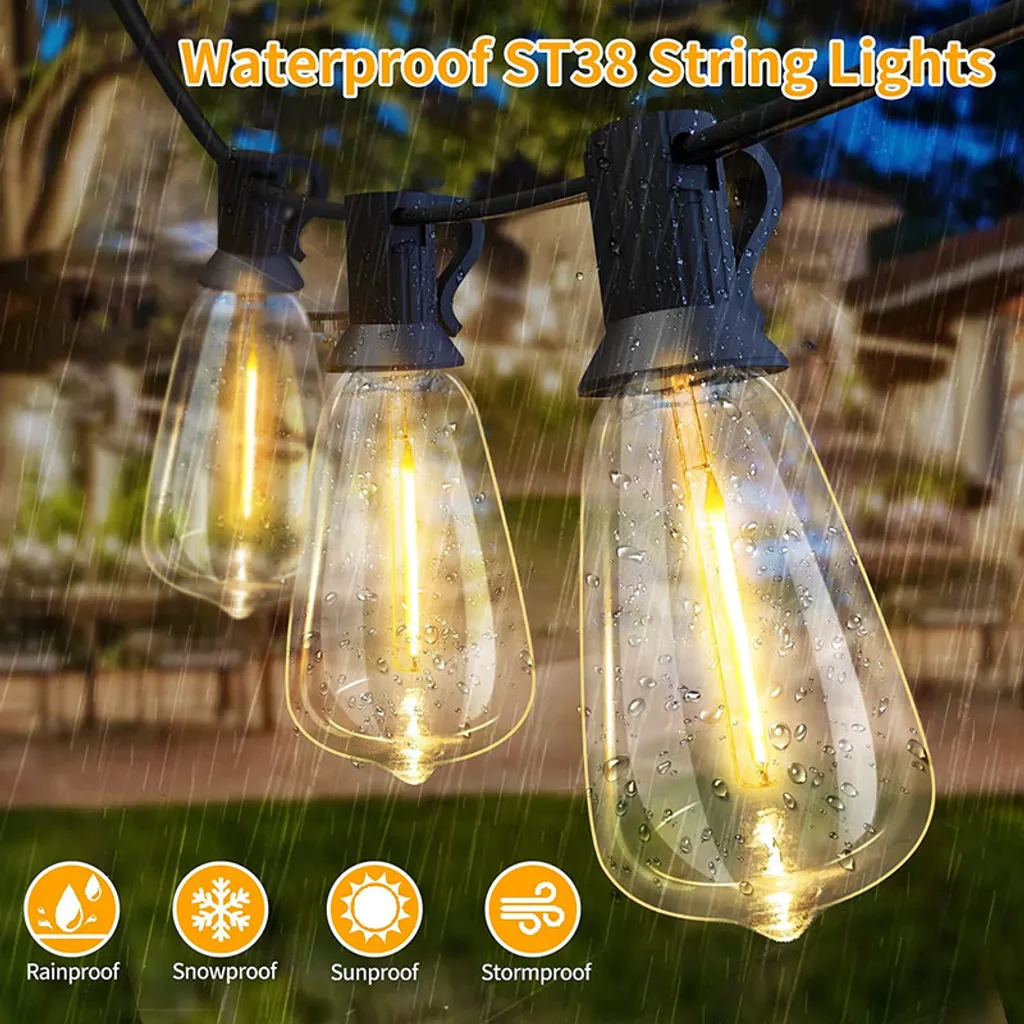 Guirlande lumineuse extérieure 10m incassable avec télécommande et dimmable