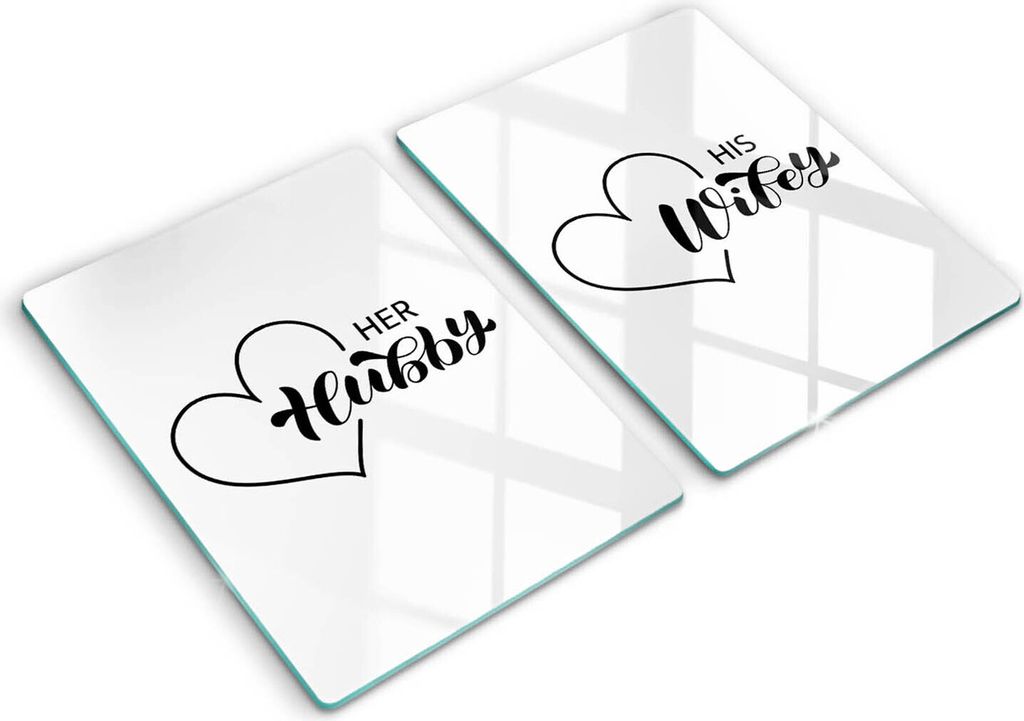 Glasschneideplatte - Herdabdeckplatte - 2x40x52 cm -Schneidebrett - Spritzschutz - Inschrift, Satz, Muster
