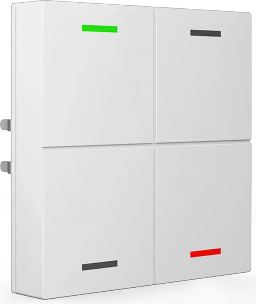 Interrupteur quadruple KNX MDT 55x55 mm finition blanc brillant neutre