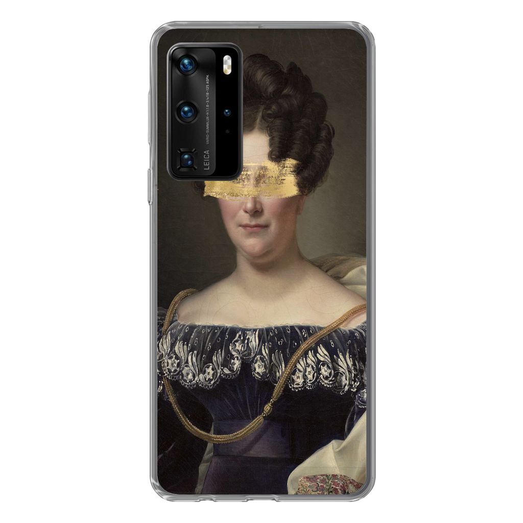 MuchoWow Handyhülle Schutzhülle Hülle für Huawei P40 Pro Johanna Henriëtte Engelen - Dubois Drahonet - Gold - Farbe Silikon Softcase Handy H...