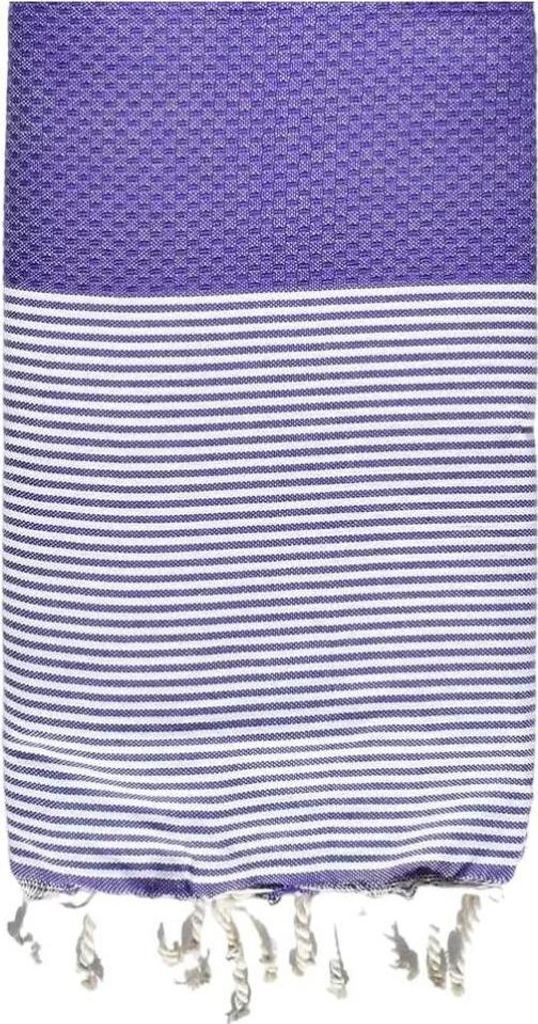 Fouta-Waben-Strandtuch aus lila Baumwolle 100 x 200 cm