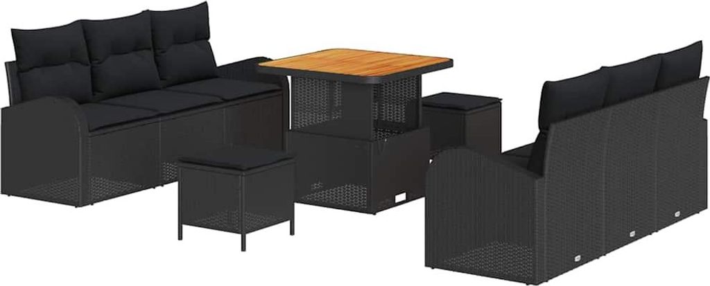 "SALE 2026" Garten-Sofa-Set - Balkonmöbel/Loungeset - elegantes Design - mit Kissen mit Speicher 9 pcs Schwarz - 80x80x71cm - Gartensofas DEMöbel...