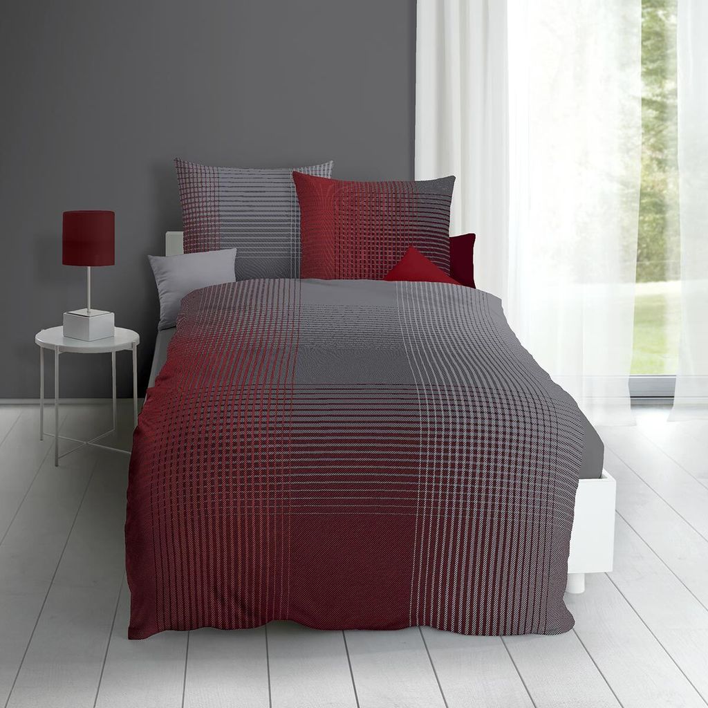 Kaeppel Mako-Satin Bettwäsche Master 200x200 cm + 2x 80x80 cm rubin