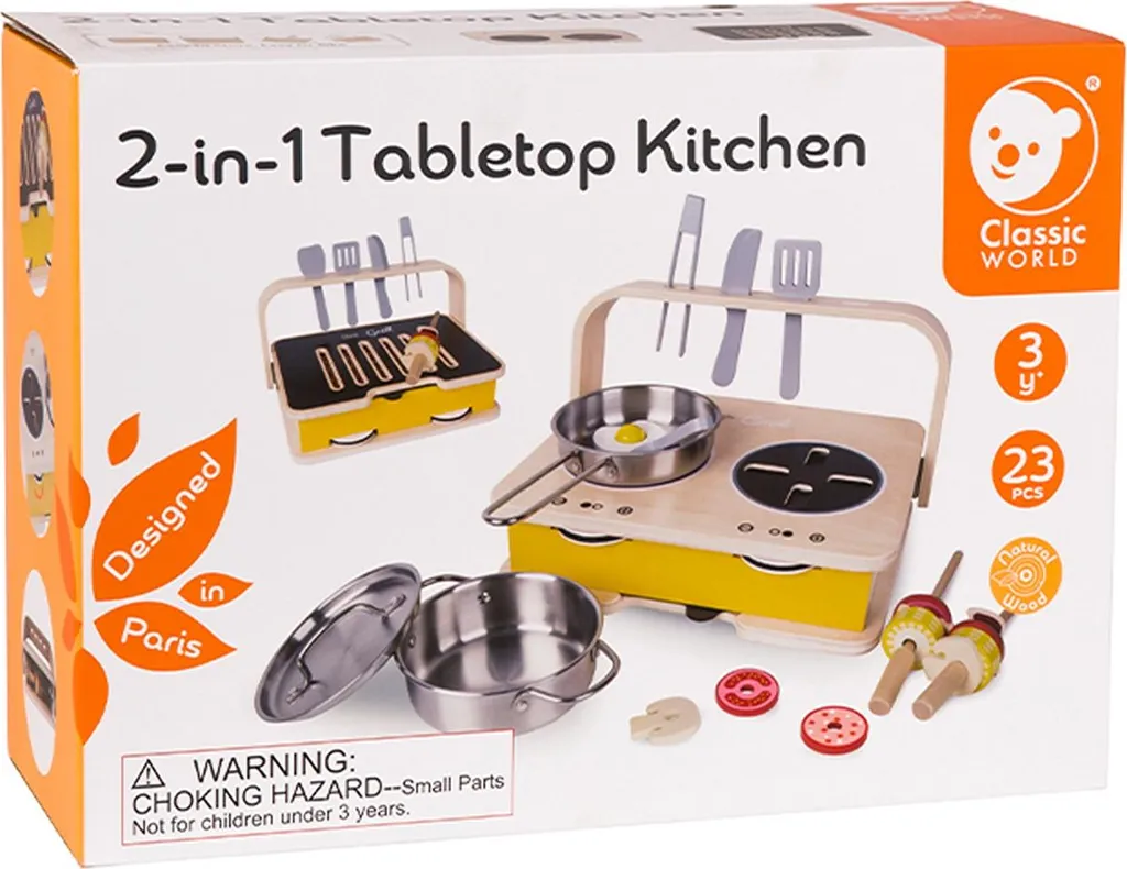 Cuisine en bois réversible 2 en 1 Classic World avec plaques de cuisson - 9