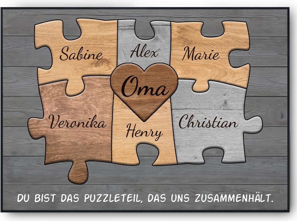 Oma Geschenk personalisiert | Oma Geburtstag Großmutter Familienbild gestalten | Muttertag personalisierte Geschenke Oma Puzzle – DIN A4 + Rahme...