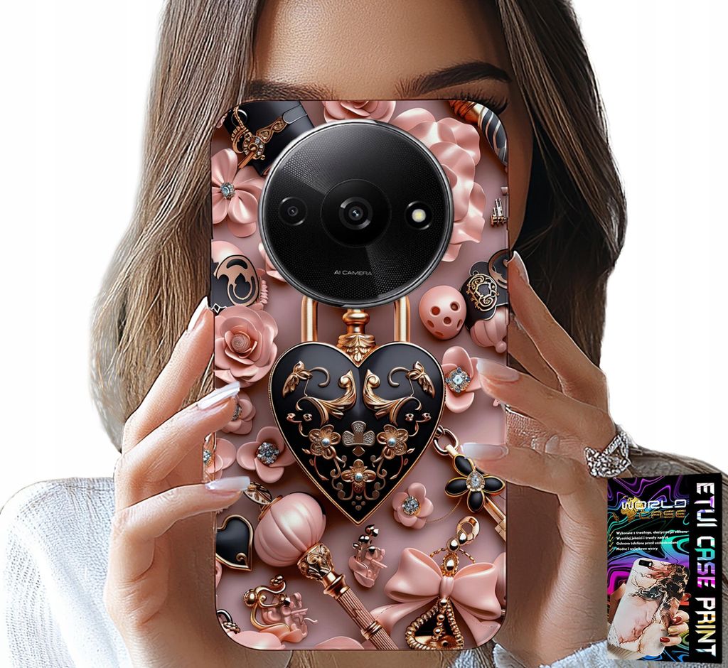 Fall Für Xiaomi Redmi A3 - Feminine Designs Vorhängeschloss Herz Fall + Glas