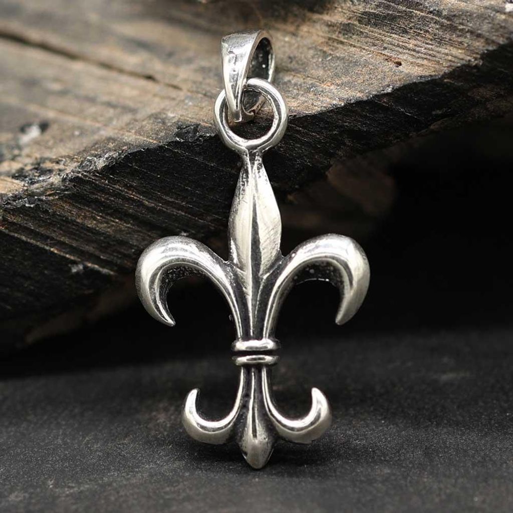 Drachensilber Lilie Fleur de Lys 925 Silber Kettenanhänger