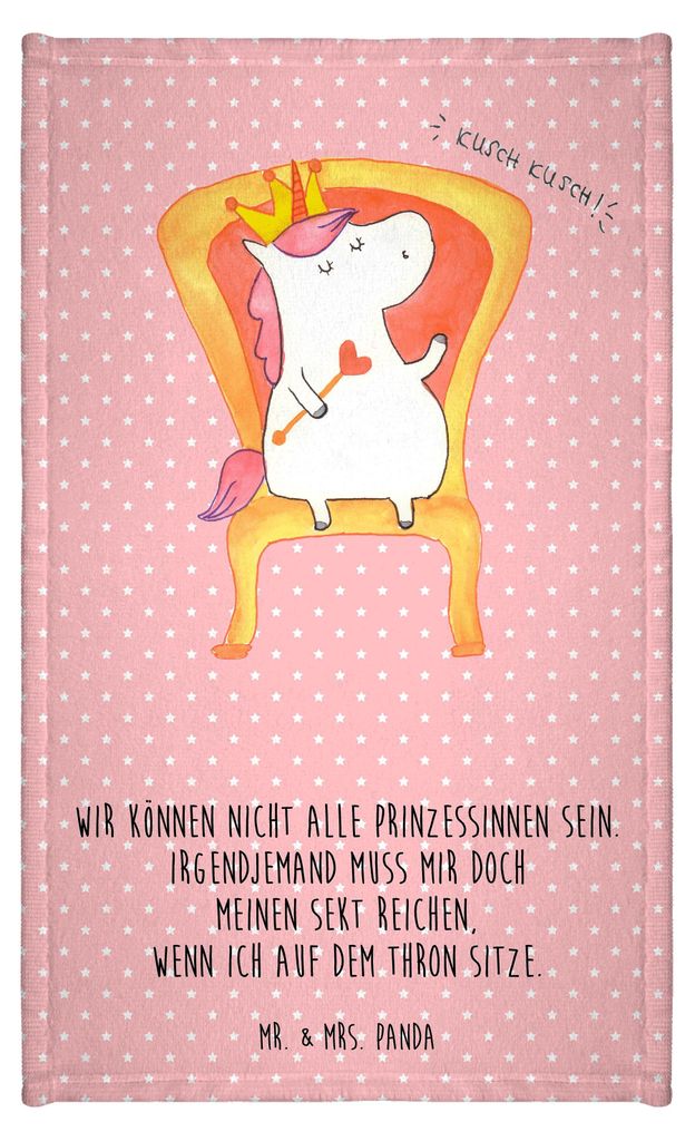 Mr. & Mrs. Panda Handtuch Einhorn König - Rot Pastell - Geschenk, Kleines, Unicorn, Prinzessin, Klein, Frotteehandtuch, Motiv, Kaiser, Bundeskanzl...