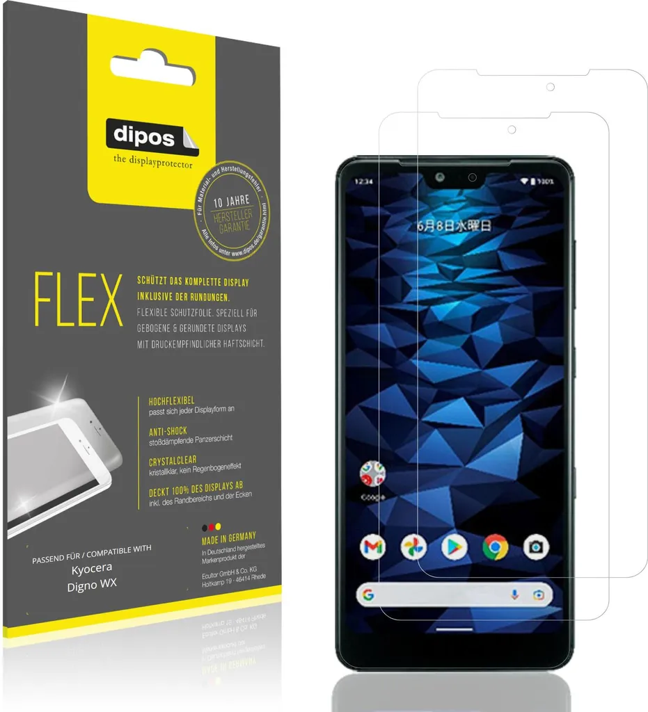 2x Protezione Display Kyocera Digno WX dipos Flex Anti-Urto 100%
