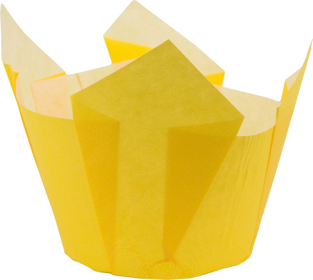 Demmler Muffin-Tulip-Wraps - Gelb - zum stilvollen Anrichten von Muffins und Cupcakes - 24 Stück - aus Pergamentersatz
