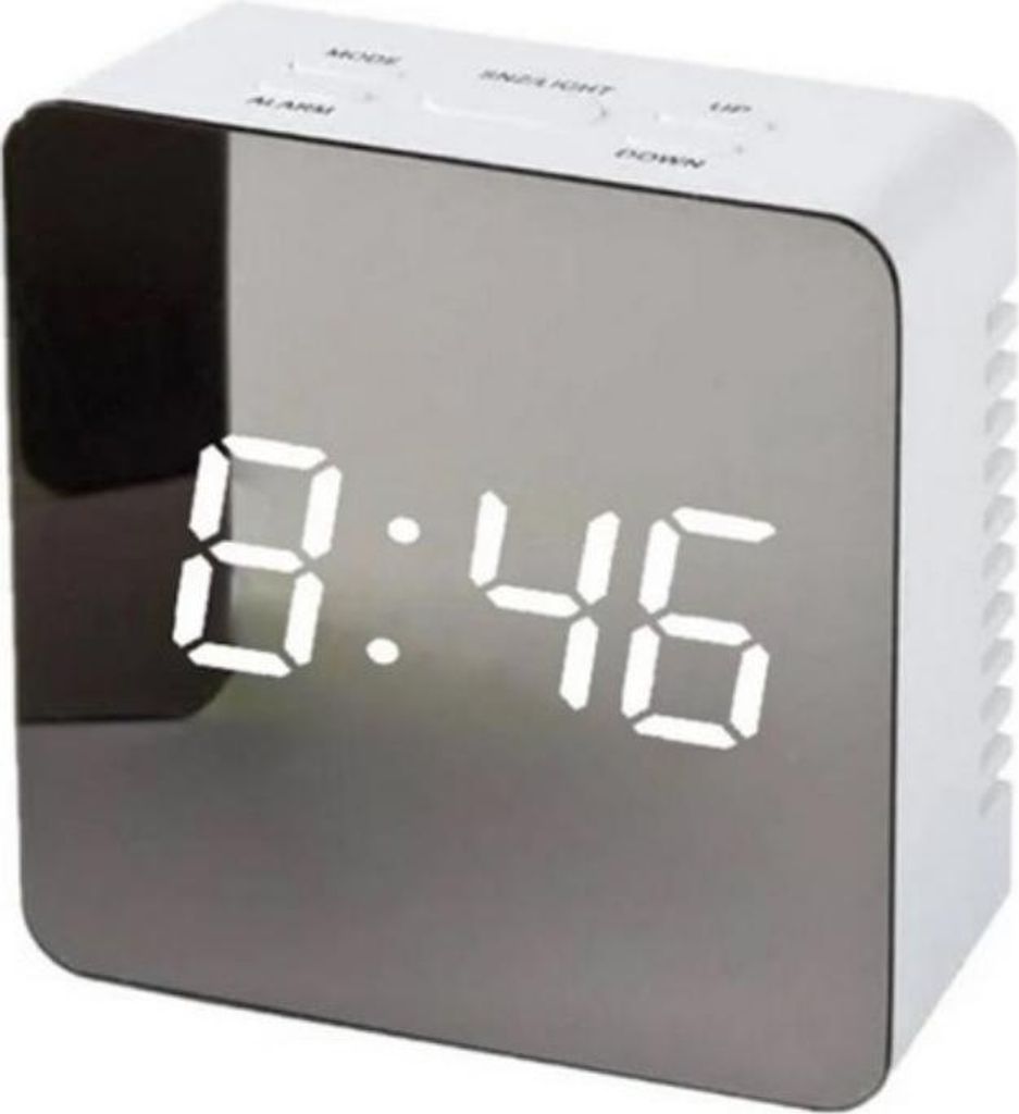 Multifunktionale LED-Digitaluhr mit Spiegel šC quadratisches wei?es Licht