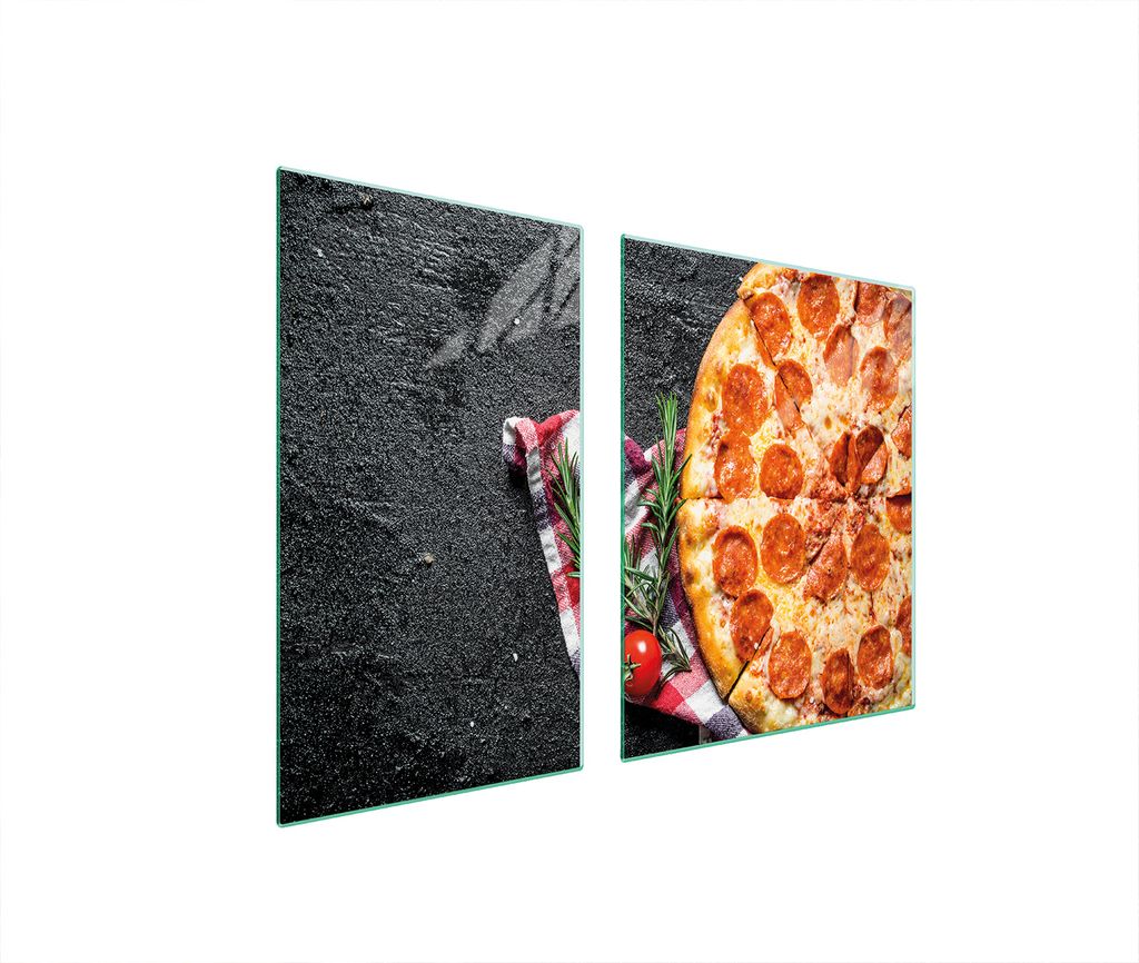 Glasplatte und Schneidebrett 100x52 PIZZA