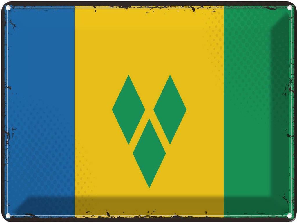 vianmo Blechschild 30x40 cm Saint Vincent Grenadinen Retro Flagge Fahne Wappen
