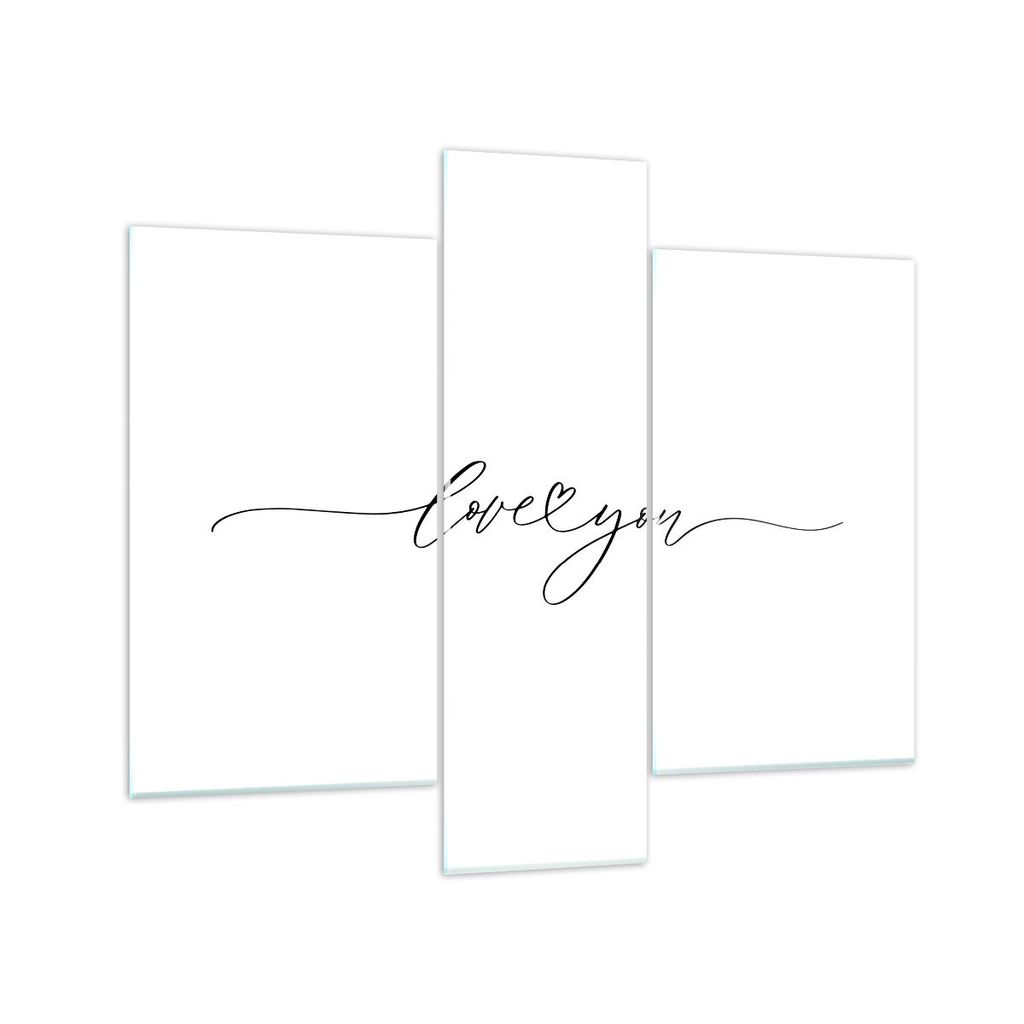 Bilder auf glas - 3 Teile - Ich liebe dich handschriftlich - 95x80cm - Glasbilder - Wandbilder - Bilder - Wanddekoration aus Glas - Glas Bilder - W...