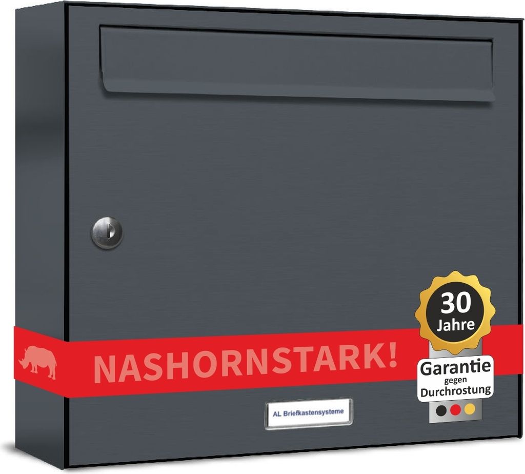 1er Briefkasten Anthrazit Anlage 1 Fach Wandbriefkasten Postkasten
