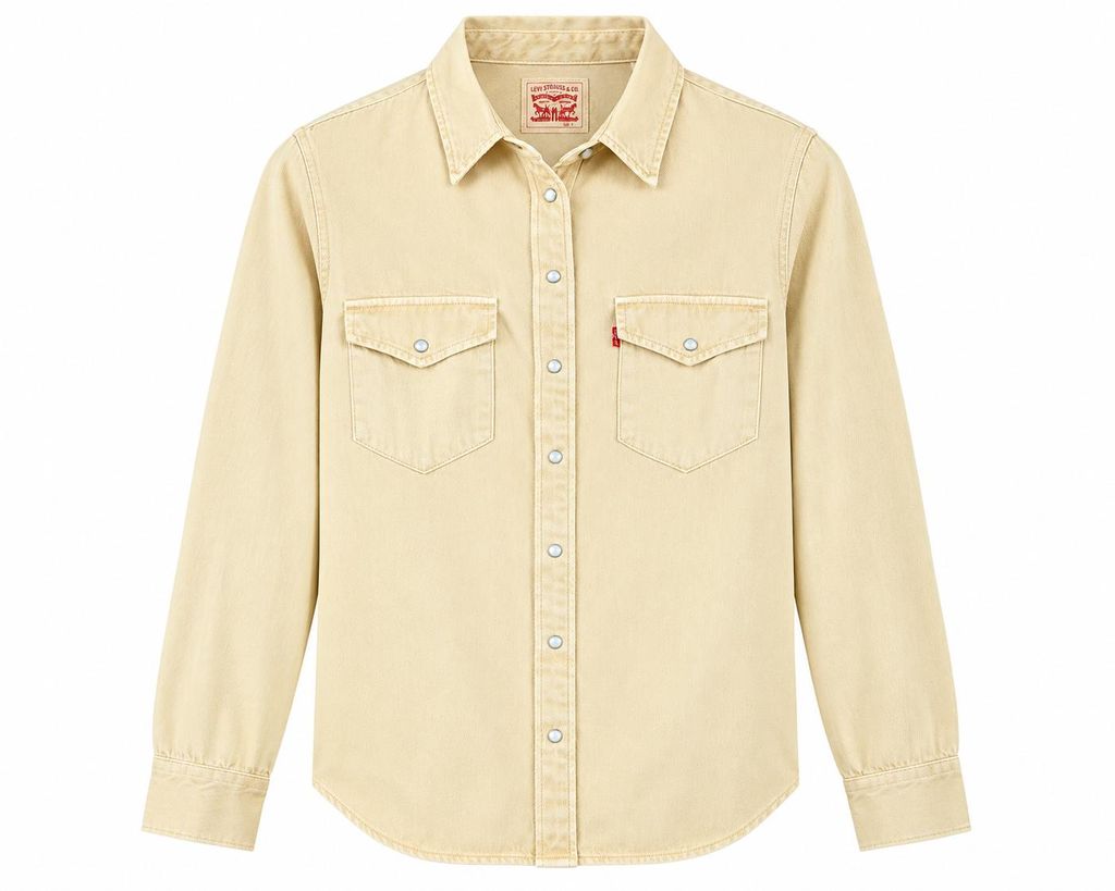 Levi's Damen Western Jeanshemd Iconic Beige – Langarm Denim Produktbild 