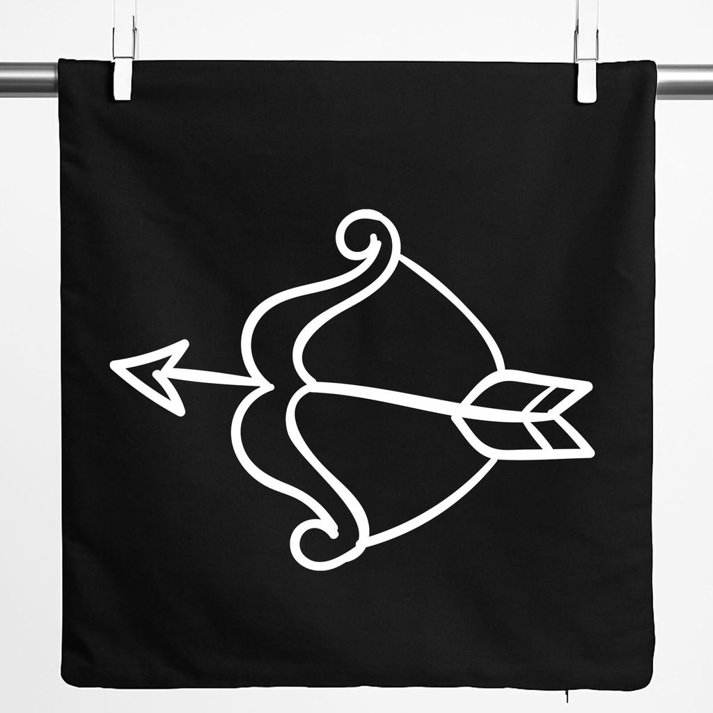 Huuraa Kissenbezug Amors Pfeil Bogen 40x40cm Black Baumwolle Dekokissenbezug Geschenkidee