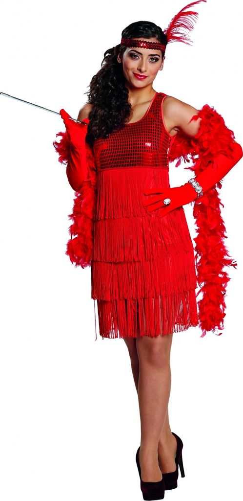Charleston Girl 20er Jahre Kleid Kostüm Karneval rot 38