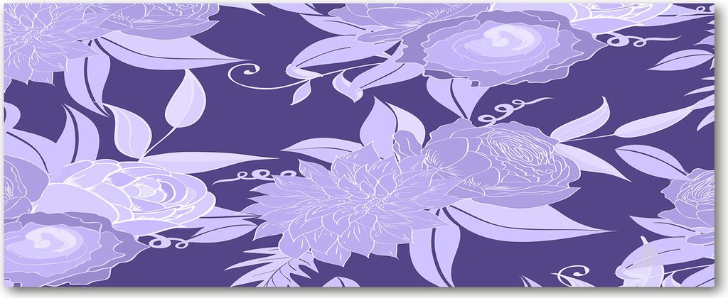Tulup Leinwandbild - 125x50 cm - Wandkunst - Drucke auf Leinwand - Leinwanddruck - Blumen & Pflanzen - Lila - Blumenmuster