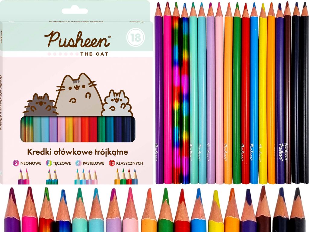 18 gekleurde potloden, 18 cm, Pusheen 2042 Productafbeelding 