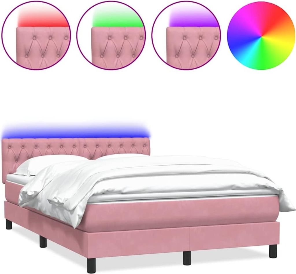 Boxspringbett mit Matratze & LED Rosa 160x220 cm Samt
