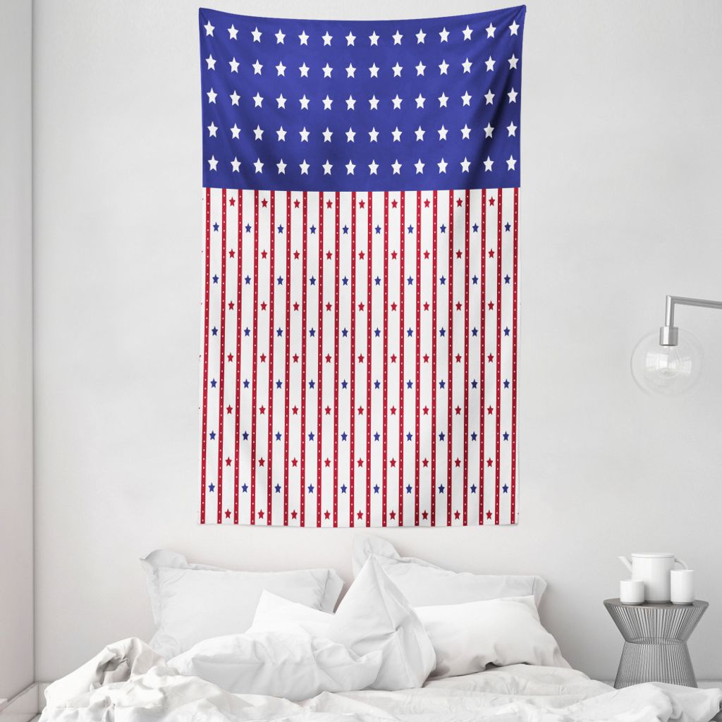 ABAKUHAUS Vereinigte Staaten von Amerika Wandteppich und Tagesdecke, Stars and Stripes-Flagge aus Weiches Mikrofaser Stoff Waschbar ohne Verblassen...