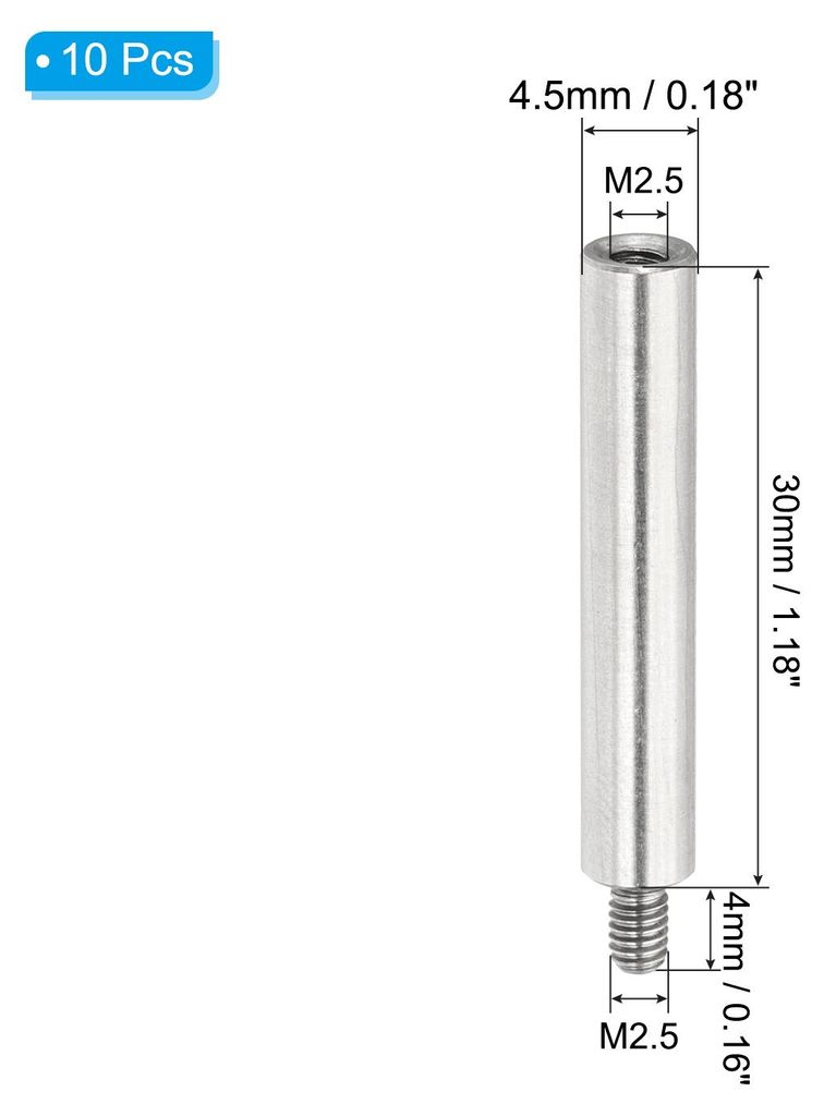 M2.5x30+4mm Abstandshalter Schrauben Verl?ngerung Stifte 10 Stš¹ck Edelstahl Gewindehš¹lse Abstandsbolzen Schrauben Ersatz fš¹r Binden Nachf...